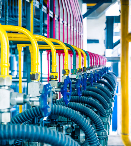 Un endroit avec un système de distribution - mélange de gaz.