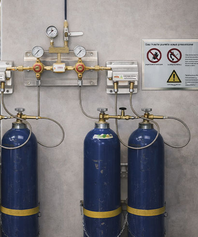Des cylindres de gaz dans une station.
